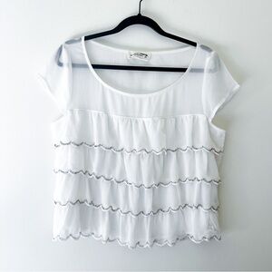 abercrombie & fitch | sequin scalloped sheet top large